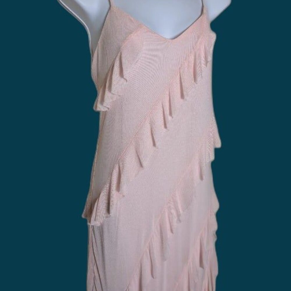 NWT Pastel Pink Ruffle Maxi Dress Size XL Prom Hoco Coquette Balletcore Romantic